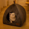 New Triangle Cat House – Enclosed Pet Bed for Deep Sleep, Thickened & Warm Design for Cats and Small Dogs