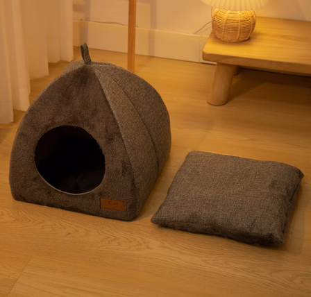 New Triangle Cat House – Enclosed Pet Bed for Deep Sleep, Thickened & Warm Design for Cats and Small Dogs