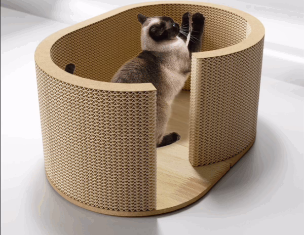 Vertical Cat Scratcher Tunnel with Cat Bed – Durable Corrugated Cardboard Cat Claw Toy, Anti-Shedding & Wear-Resistant