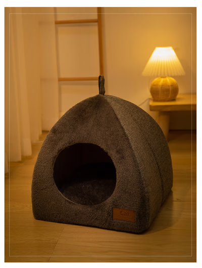 New Triangle Cat House – Enclosed Pet Bed for Deep Sleep, Thickened & Warm Design for Cats and Small Dogs