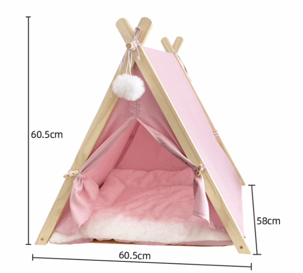 In-Stock Pet Tent – Popular Semi-Enclosed Cat Nest with a Wooden Triangular Frame for a Cozy and Secure Maternity Space