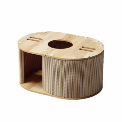 Vertical Cat Scratcher Tunnel with Cat Bed – Durable Corrugated Cardboard Cat Claw Toy, Anti-Shedding & Wear-Resistant